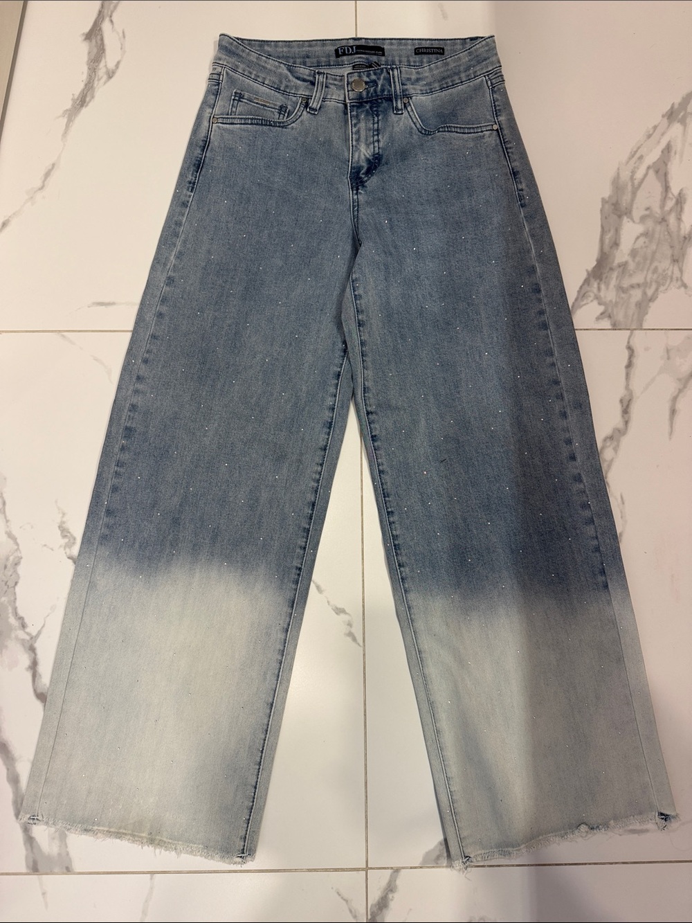 FDJ Christina Light Blue Wide-Leg Dip-Dye Denim